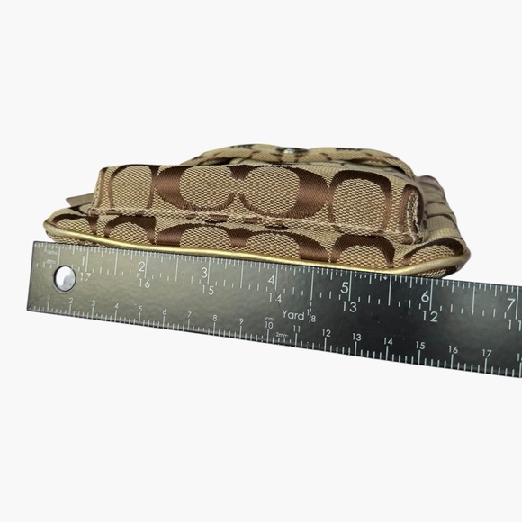 Coach Signature Jacquard Leather Trim Crossbody Bag Khaki Brown Y2K - Picture 11 of 15